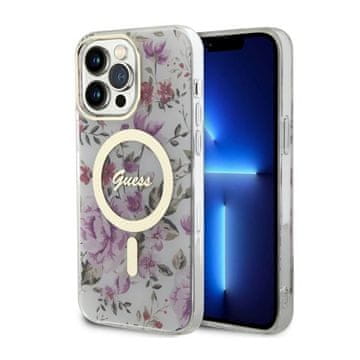 Guess Flower MagSafe - maskica za iPhone 14 Pro (prozirna)