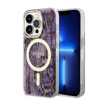 Guess Leopard MagSafe - maskica za iPhone 14 Pro (roza)