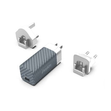 Energizer Ultimate - Višeutični putni zidni punjač EU / UK / US GaN USB-C i USB-A 65W PD (srebrni)