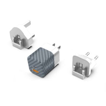 Energizer Ultimate - Višeutični EU/UK/US GaN USB-C i USB-A 38W PD + QC3.0 putni zidni punjač (srebrni)