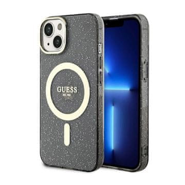 Guess Glitter Gold MagSafe maskica za iPhone 14 Plus (crna)