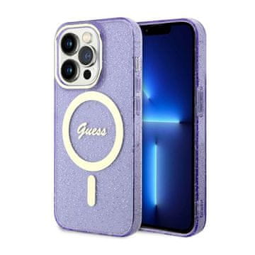 Guess Glitter Gold MagSafe maskica za iPhone 14 Pro (ljubičasta)