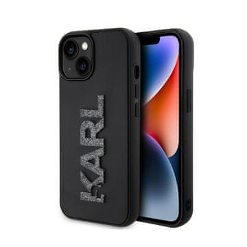 Karl Lagerfeld 3D gumeni glitter logo - maskica za iPhone 15 (crna)