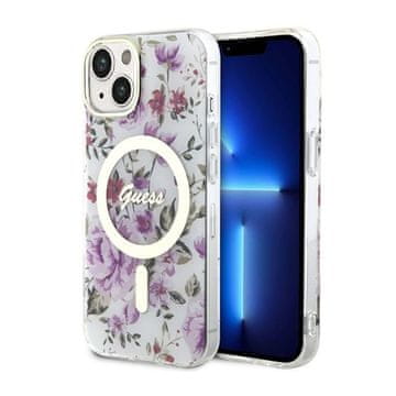 Guess Flower MagSafe - maskica za iPhone 14 Plus (prozirna)