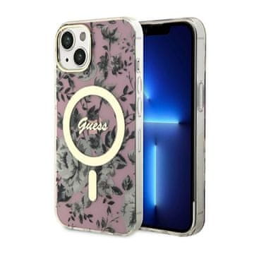 Guess Flower MagSafe - maskica za iPhone 14 (roza)