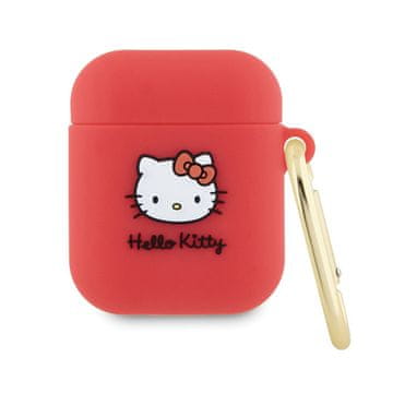 HELLO KITTY Silikonska 3D glava mačke - maskica za AirPods 1/2 generacije (fuksija)