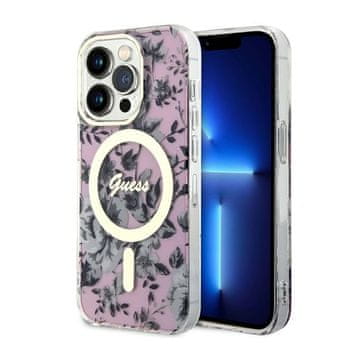 Guess Flower MagSafe - maskica za iPhone 14 Pro Max (roza)