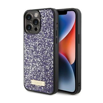 Guess metalni logo s rhinestone motivom - maskica za iPhone 15 Pro (roza)
