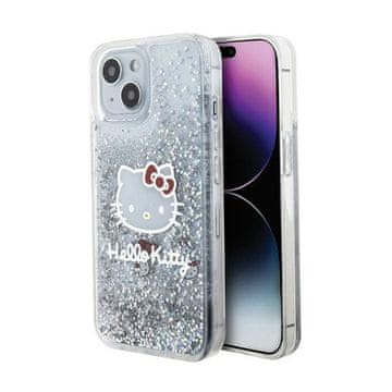 HELLO KITTY Privjesci s tekućim šljokicama u obliku glave mačke - maskica za iPhone 15 (srebrna)