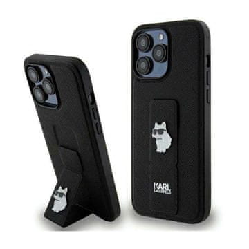 Karl Lagerfeld Gripstand Saffiano Choupette Pins - Futrola za iPhone 13 Pro (Crna)