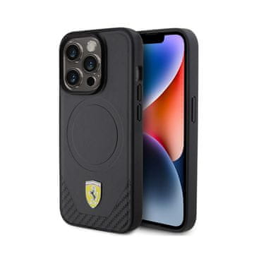Ferrari jev karbonski metalni logo MagSafe - maskica za iPhone 15 Pro (crna)