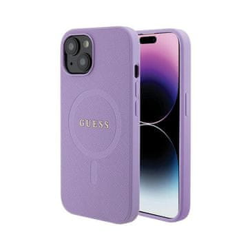 Guess Saffiano MagSafe - maskica za iPhone 15 (ljubičasta)