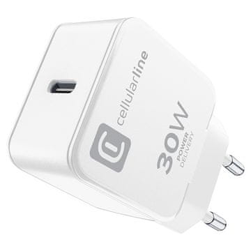CellularLine The One - USB-C punjač za zid od 30 W (bijeli)