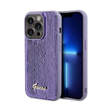 Guess metalna maskica sa šljokicama i skriptama - za iPhone 14 Pro Max (ljubičasta)