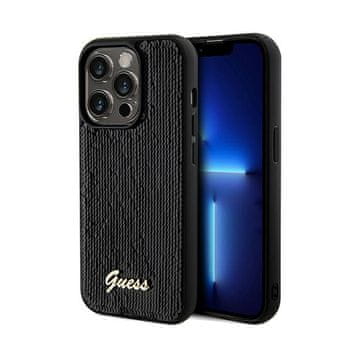 Guess metalna maskica sa šljokicama i skriptama - za iPhone 14 Pro (crna)