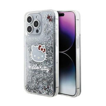 HELLO KITTY Privjesci s tekućim šljokicama u obliku glave mačke - maskica za iPhone 15 Pro Max (srebrna)
