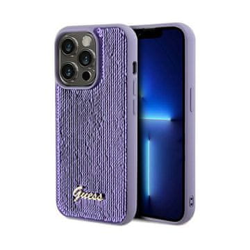 Guess metalna maskica sa šljokicama i skriptama - za iPhone 13 Pro Max (ljubičasta)