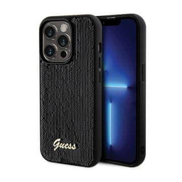 Guess metalna maskica sa šljokicama i skriptama - za iPhone 13 Pro (crna)