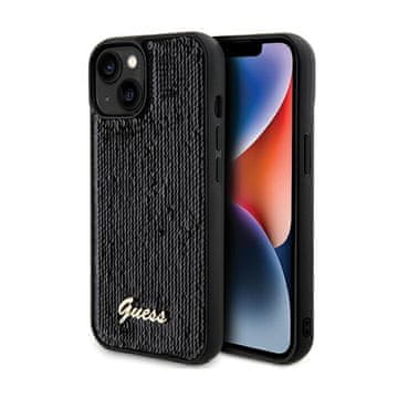Guess metalna maskica sa šljokicama i natpisima - za iPhone 14 (crna)