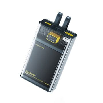 Wekome WP-325 Vanguard serija - Power bank 20000mAh Super Charging s ugrađenim USB-C i Lightning PD 20W + QC 22.5W kabelom (crna / prozirna)
