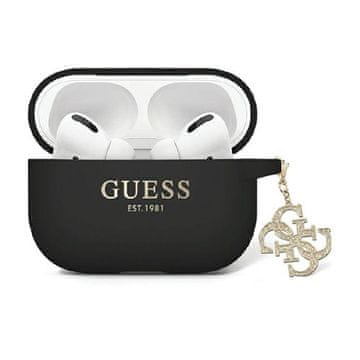 Guess tekući silikonski trokutasti privjesak s glitterom - futrola za AirPods Pro 2 (crna)