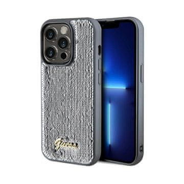 Guess metalna maskica sa šljokicama i skriptama - za iPhone 14 Pro Max (srebrna)