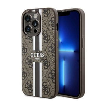 Guess 4G Printed Stripes MagSafe maskica za iPhone 14 Pro (smeđa)