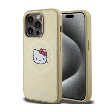 HELLO KITTY kožna maskica za glavu mačke MagSafe - iPhone 15 Pro (zlatna)
