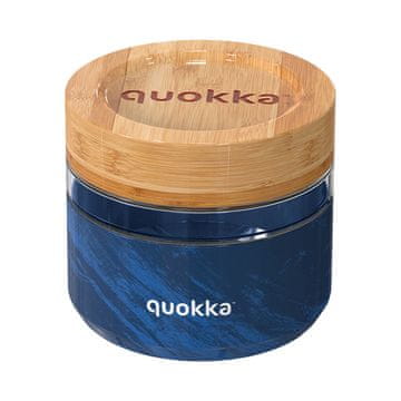 QUOKKA Deli staklenka za hranu - staklena posuda za hranu / kutija za užinu 500 ml (drveni uzorak)