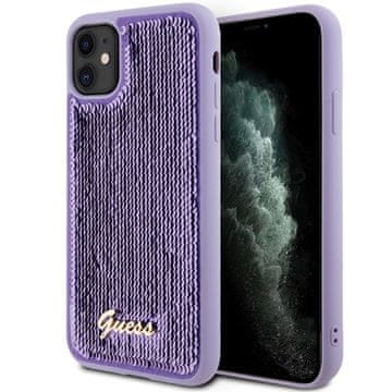 Guess metalna maskica sa šljokicama i natpisima - za iPhone 11 (ljubičasta)