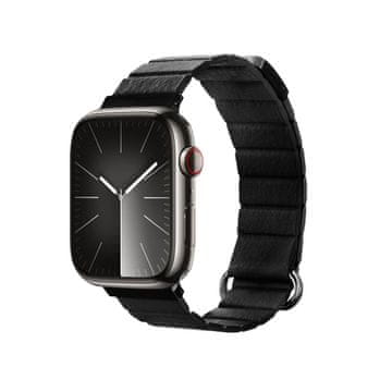 Crong Eclipse - Magnetni kožni remen za Apple Watch 44/45/46/49 mm (crni)