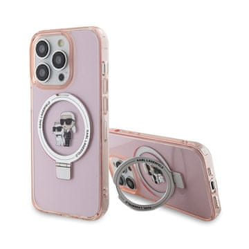 Karl Lagerfeld stalak za prstenje Karl & Choupette MagSafe - maskica za iPhone 15 Pro Max (roza)