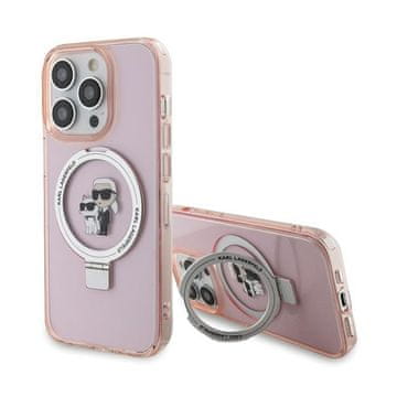 Karl Lagerfeld stalak za prstenje Karl & Choupette MagSafe - maskica za iPhone 15 Pro (roza)