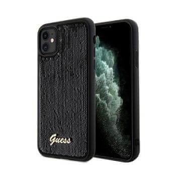 Guess metalna maskica sa šljokicama i natpisima - za iPhone 11 (crna)