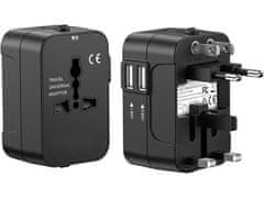 Verkgroup Putni adapter utikač EU sve u jednom cijelom svijetu 2x USB punjač 2.1A crni