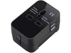 Verkgroup Putni adapter utikač EU sve u jednom cijelom svijetu 2x USB punjač 2.1A crni