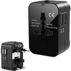 Verkgroup Putni adapter utikač EU sve u jednom cijelom svijetu 2x USB punjač 2.1A crni