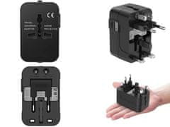 Verkgroup Putni adapter utikač EU sve u jednom cijelom svijetu 2x USB punjač 2.1A crni