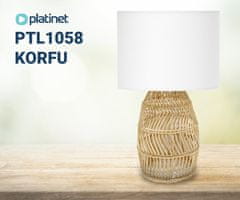Platinet PTL1058 KORFU stolna svjetiljka, ratan, tekstil, max 25W, 435x250 mm, bijela, smeđa, bež
