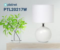 Platinet PTL20217W stolna svjetiljka, keramika, tekstil, max 25W, 280x170mm, bijela, srebrna