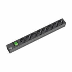 Bachmann razdjelnik za stalak 8x220V ALU + prekidač crni