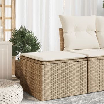 Vidaxl Vrtna stolica s jastukom, bež, 55x55x37 cm, poli ratan