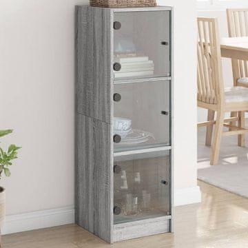 Vidaxl Ormarić sa staklenim vratima sivi sonoma hrast 35x37x109 cm