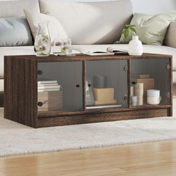Vidaxl Klub stolić sa staklenim vratima, smeđi hrast 102x50x42 cm