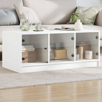 Vidaxl Klub stolić sa staklenim vratima bijeli 102x50x42 cm