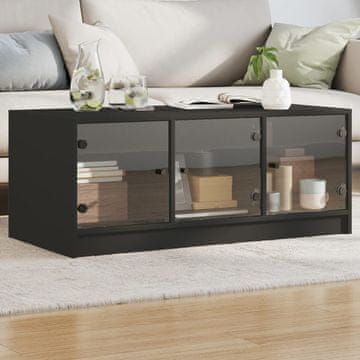 Vidaxl Klub stolić sa staklenim vratima crni 102x50x42 cm
