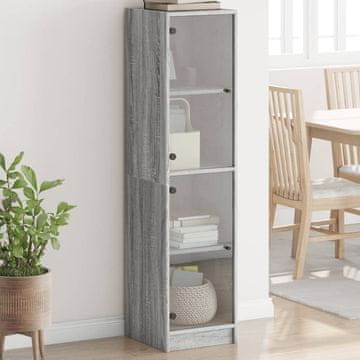Vidaxl Ormarić sa staklenim vratima sivi sonoma hrast 35x37x142 cm