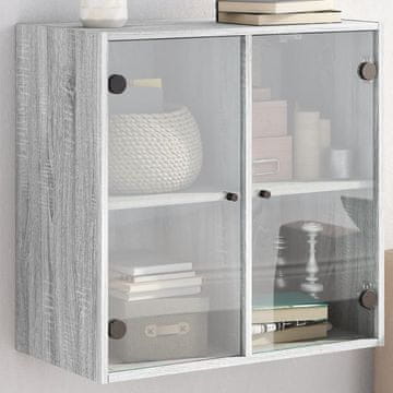 Vidaxl Zidni ormarić sa staklenim vratima sivi sonoma hrast 68x37x68,5 cm