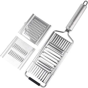 Netscroll Višenamjenski rezač povrća s 3 zamjenjiva oštra noža, kuhinjski rezač sa ergonomskom drškom, od nehrđajućeg čelika, brzo rezanje, MultiSlicer