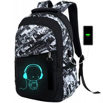 MG Glowing Graffiti ruksak 35L, crno